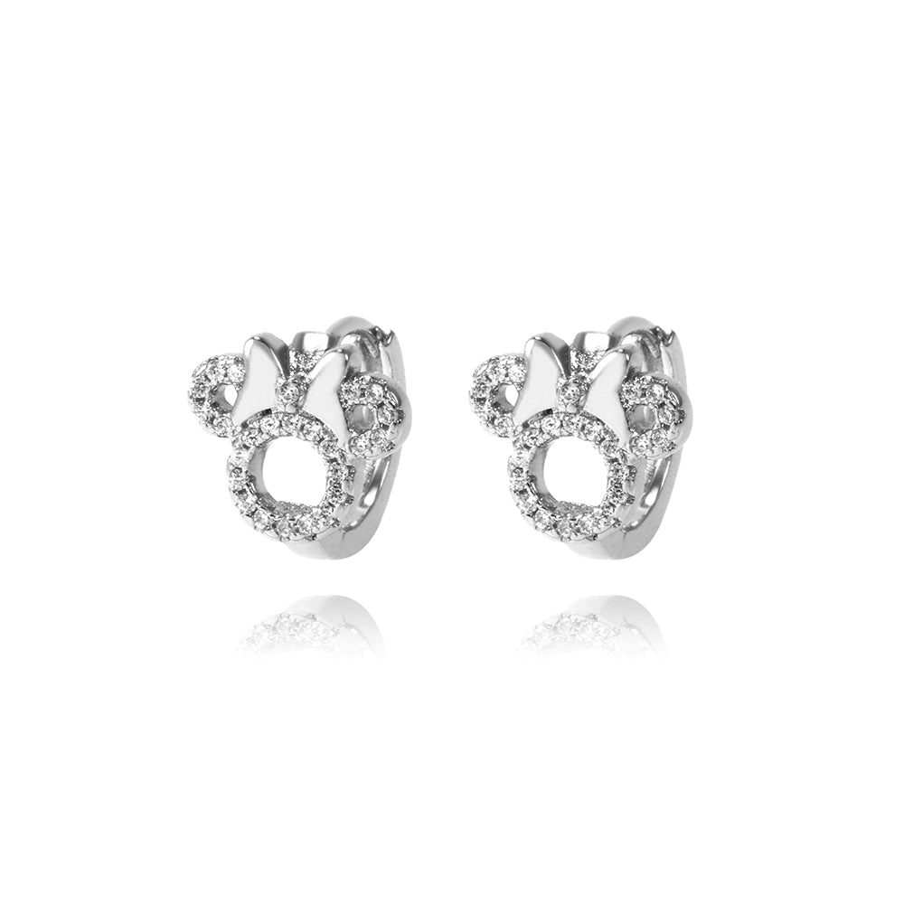 SMALL HOOPS MOUSE GIRL  | White Rhodium Plated