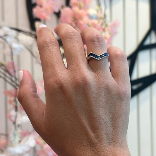 BLUE UNIQUE RING | Fourfold 18K White Gold Plated