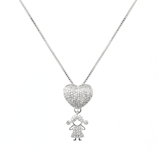 GIRL NECKLACE | Double White Rhodium Plated