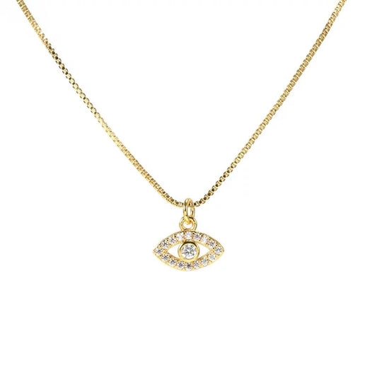 SMALL EVIL EYE NECKLACE | Double 18K Gold Plated