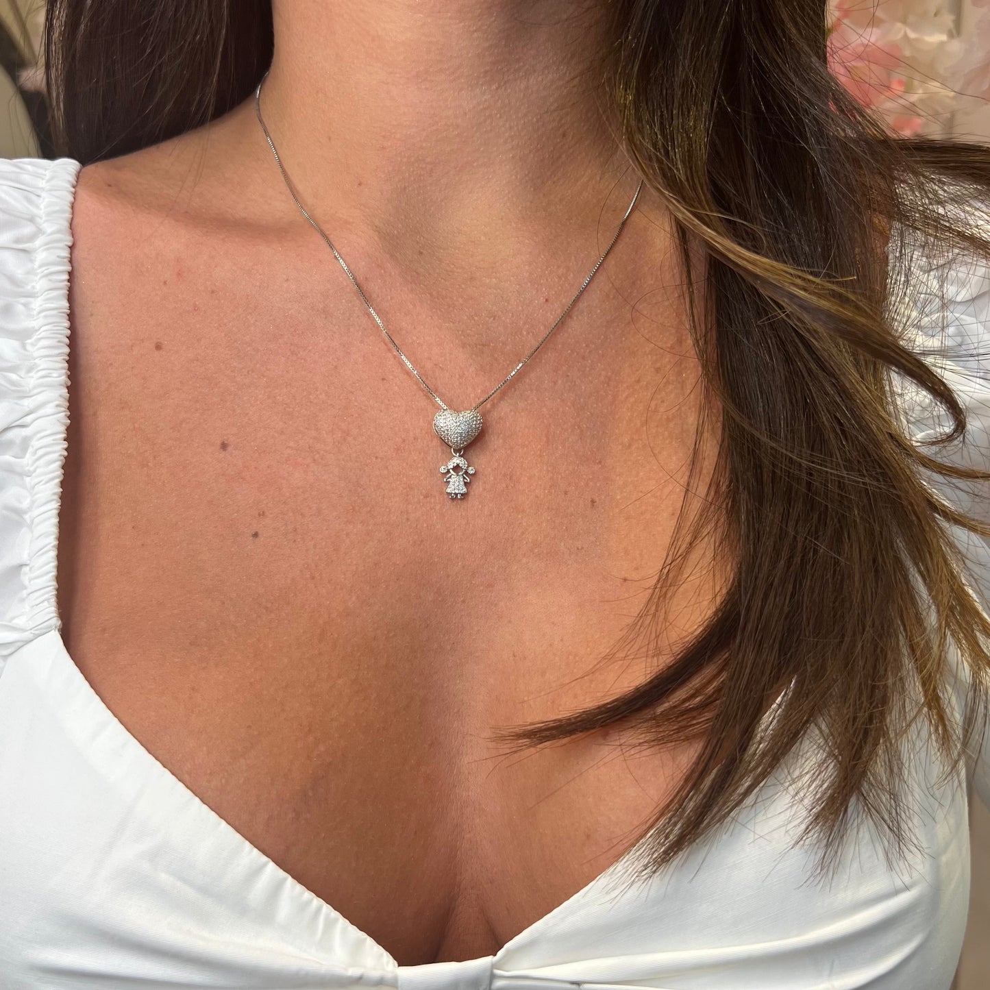 GIRL NECKLACE | Double White Rhodium Plated