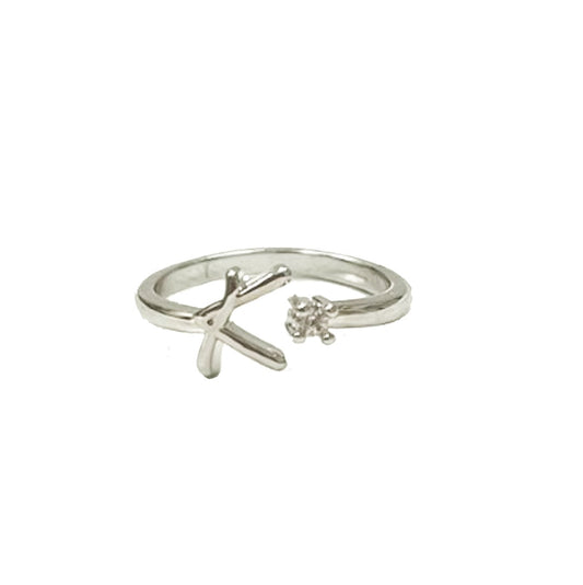 Letter Ring II - A - Z | White Rhodium Plated