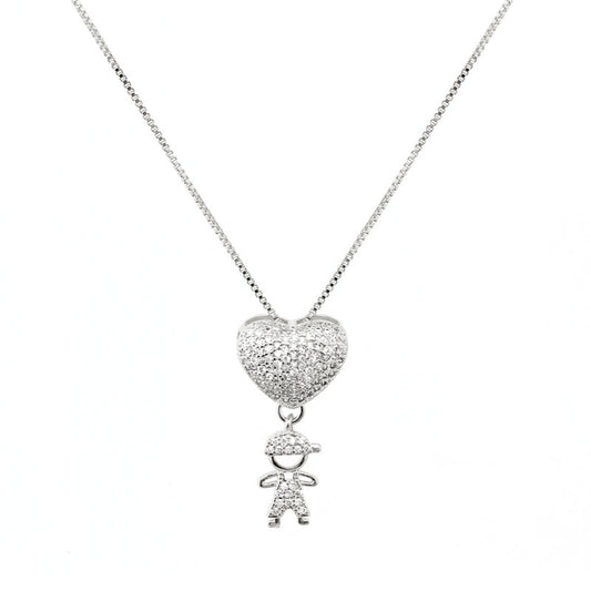 BOY NECKLACE | Double White Rhodium Plated