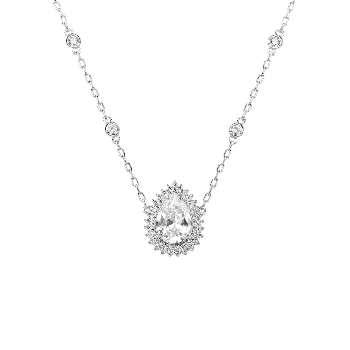 LUXURIOUS DROP SET | Double White Rhodium Plated