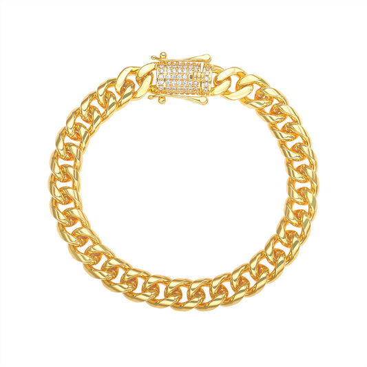 6.5 INCHES 8MM LINKS BRACELET | 18K Gold Plated