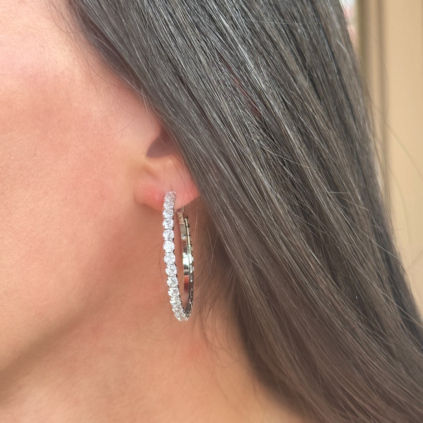 GLAM HOOPS EARRINGS | White Rhodium Plated - Promotional Item