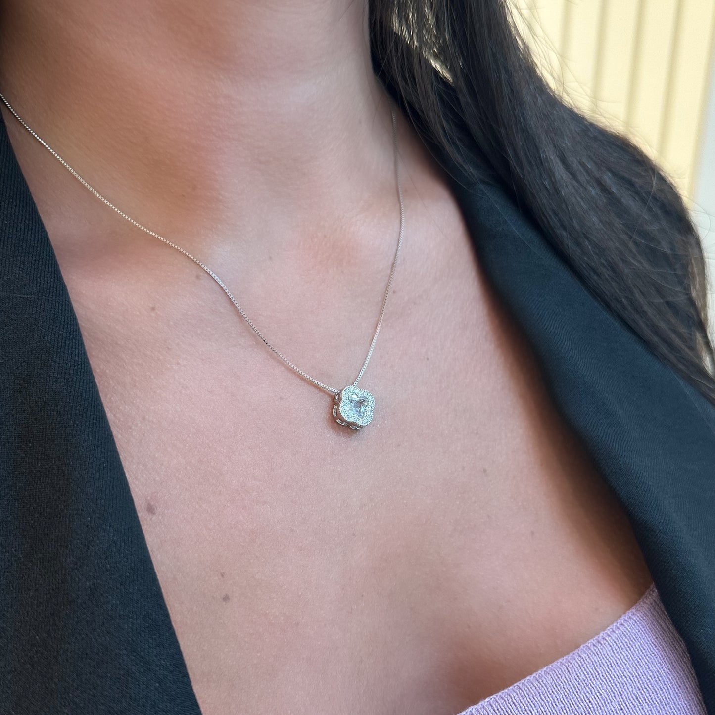 CLOVER NECKLACE | Double White Rhodium Plated