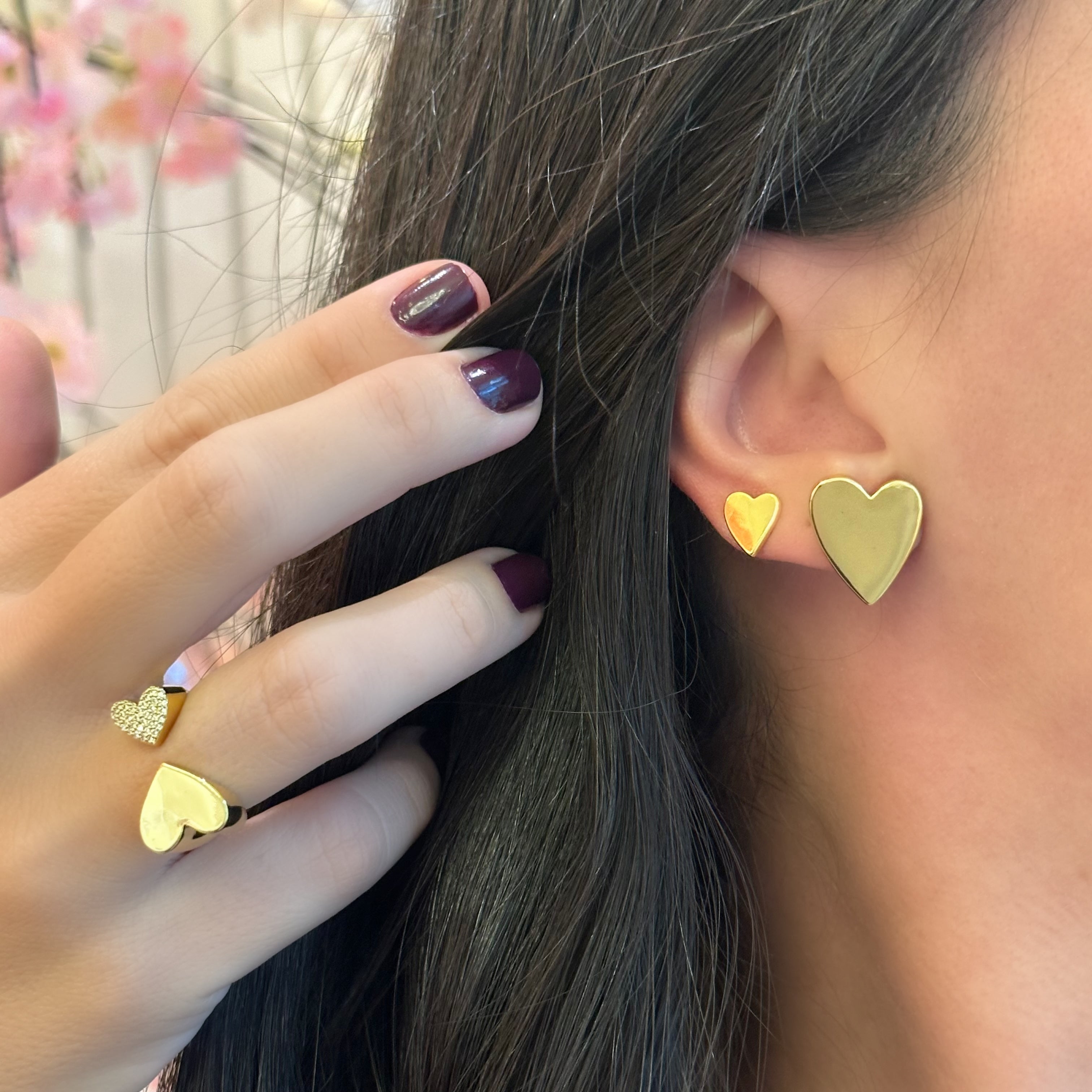 Big gold heart on sale earrings