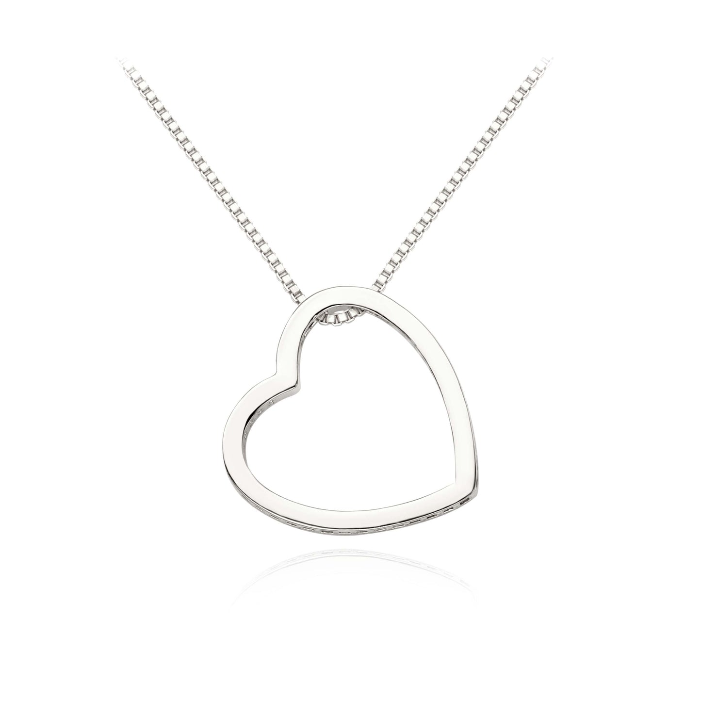 OPEN HEART NECKLACE | Double White Rhodium Plated