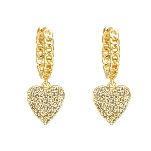 HEARTS & LINKS HOOPS EARRINGS | 18K Gold Plated