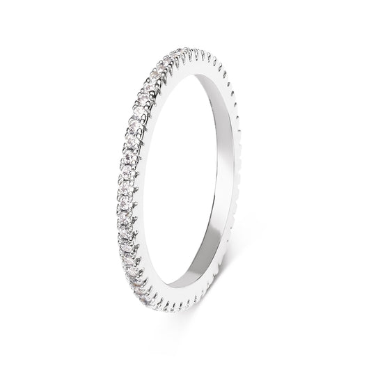 ALL STUDDED RING | Fourfold White Rhodium Plated