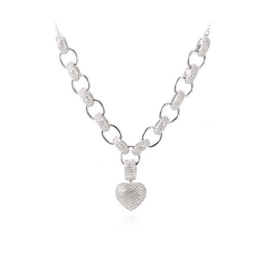 QUEEN HEART NECKLACE | White Rhodium Plated