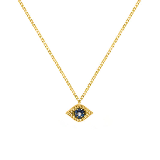 SMALL BLUE  EVIL EYE NECKLACE | 18K Gold Plated