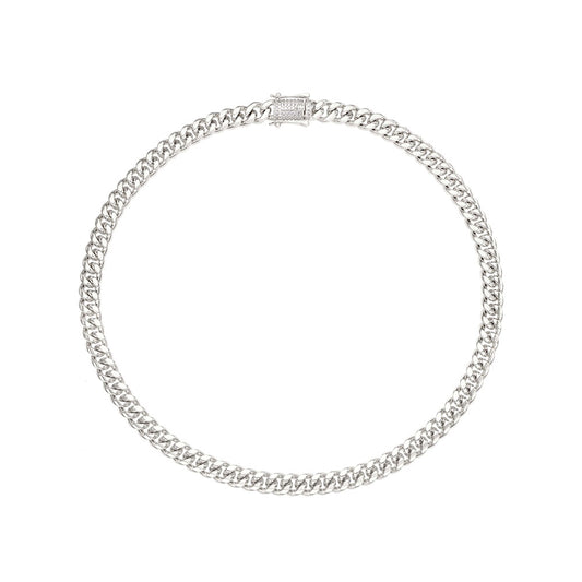 18 INCHES 8MM LINKS NECKLACE | White Rhodium Plated