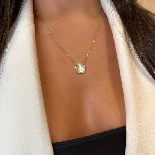 PARIS MOTHER SHELL CLOVER NECKLACE | 18K Gold Plated