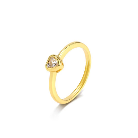 CRYSTAL HEART RING | Fourfold 18K Gold Plated