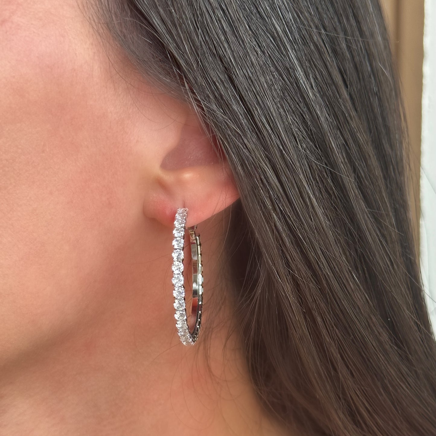 GLAM HOOPS EARRINGS | White Rhodium Plated - Promotional Item