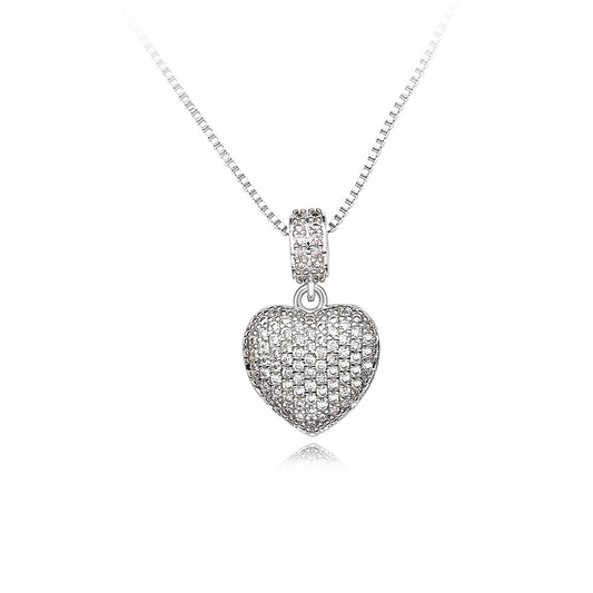 HEART NECKLACE | Double White Rhodium Plated