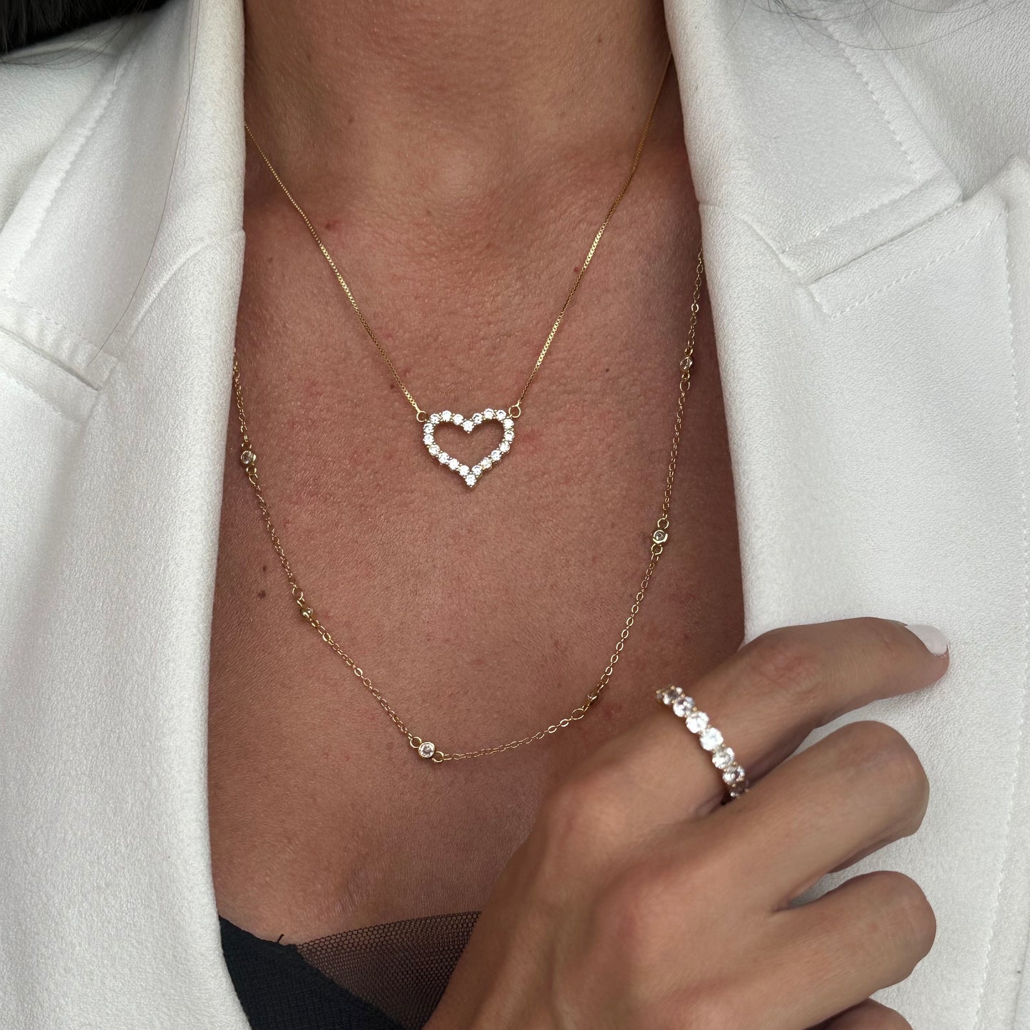 BRYAN'S LOVE OPEN HEART NECKLACE | Double 18K Gold Plated