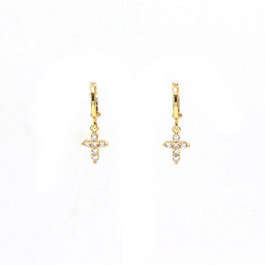 SMALL CROSS HOOPS | 18K Gold Plated
