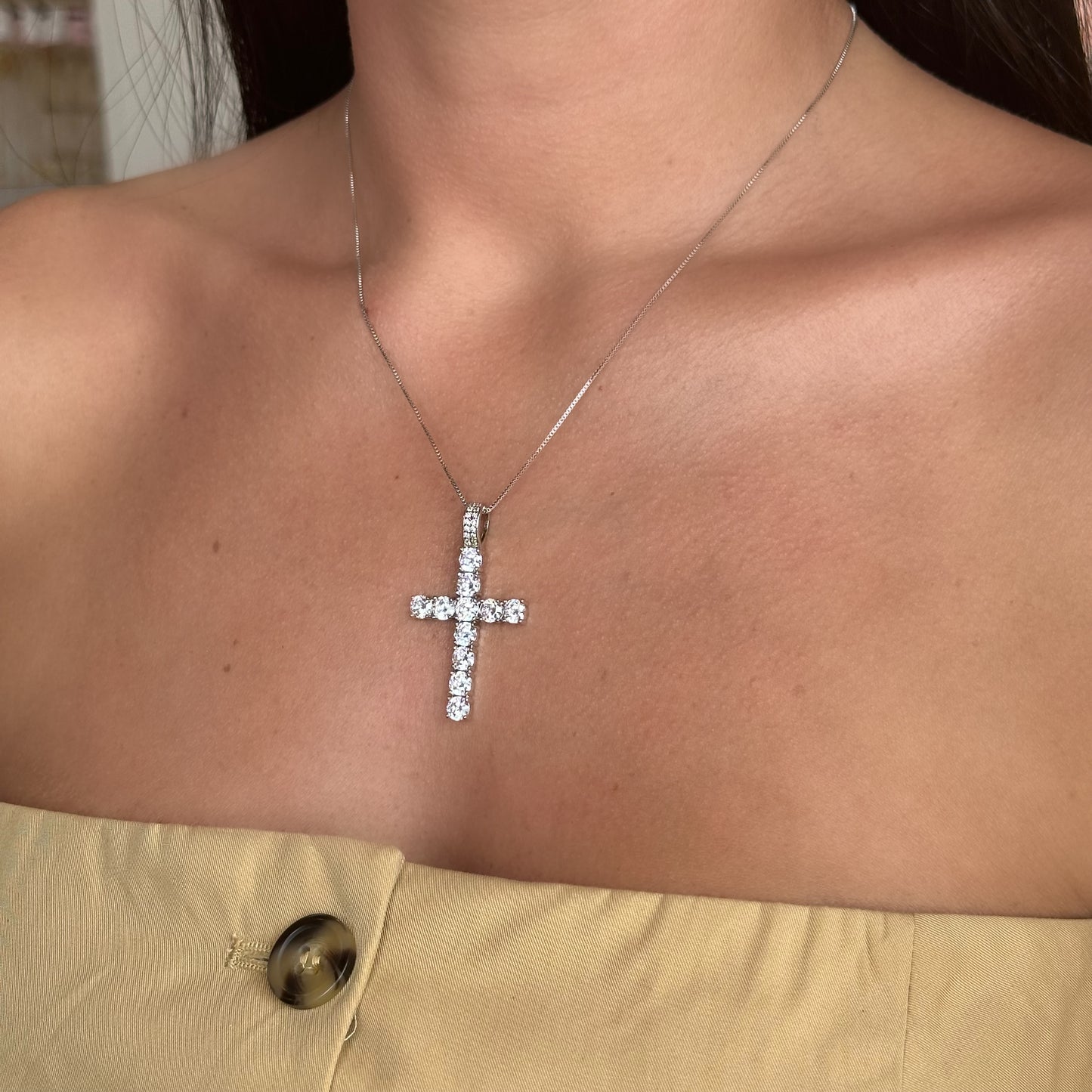 LUXURIOUS CROSS SET | White Rhodium Plated