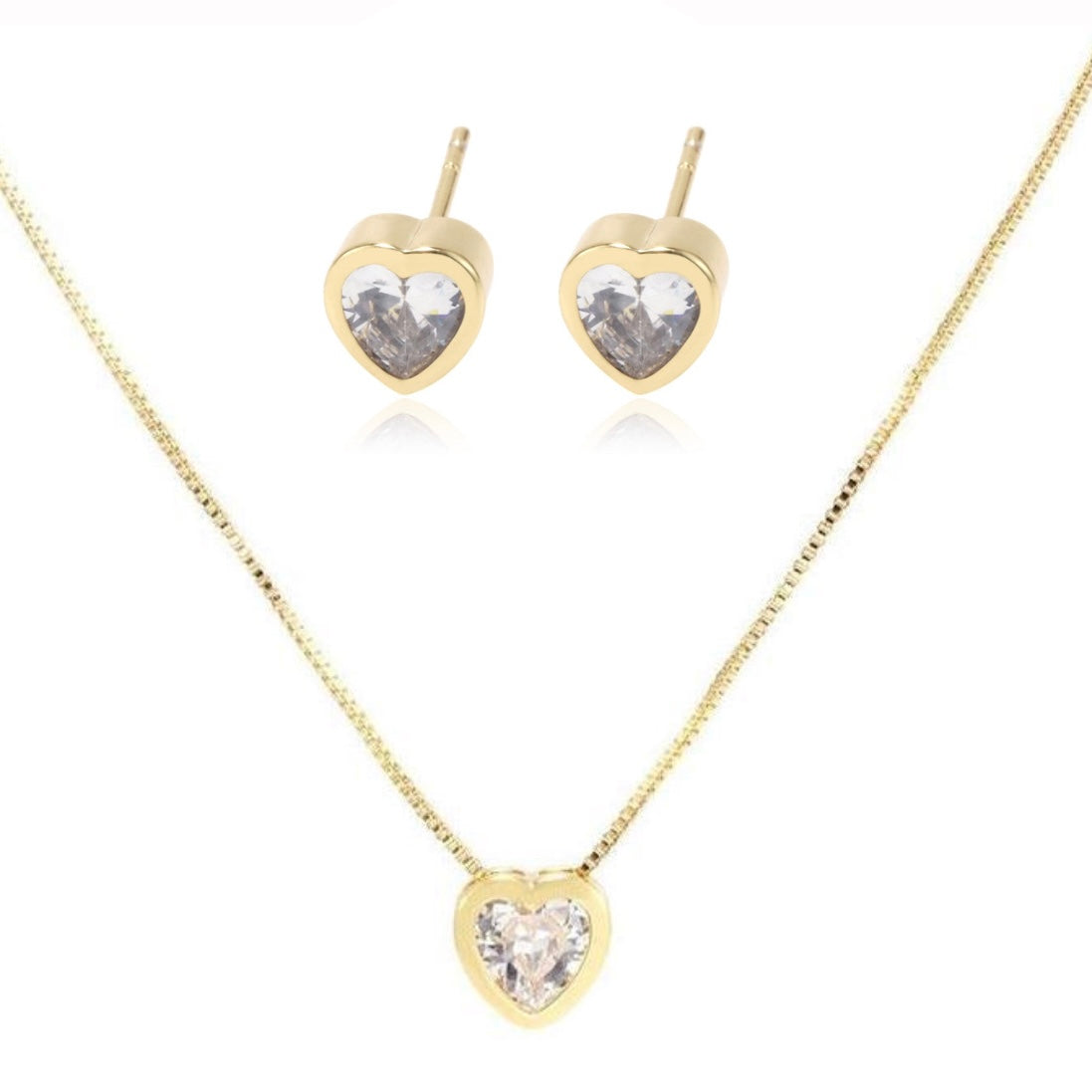 HEART STUD SET | Double 18K Gold Plated