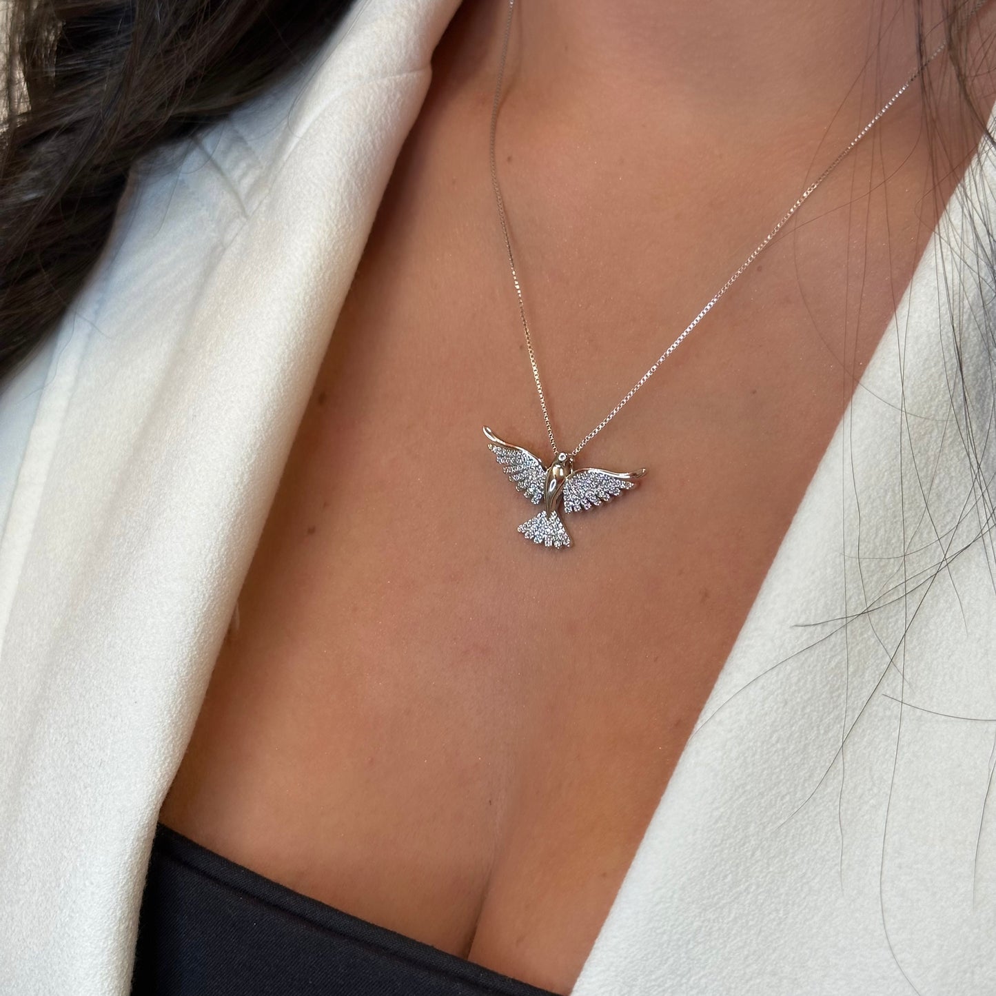 HOLY SPIRIT NECKLACE | Double White Rhodium Plated