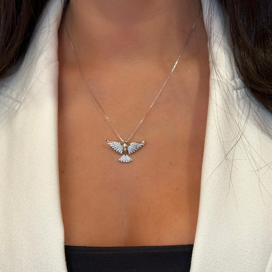 HOLY SPIRIT NECKLACE | Double White Rhodium Plated