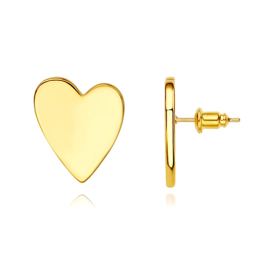 LOVELY HEART BIG EARRINGS | Double 18K Gold Plated