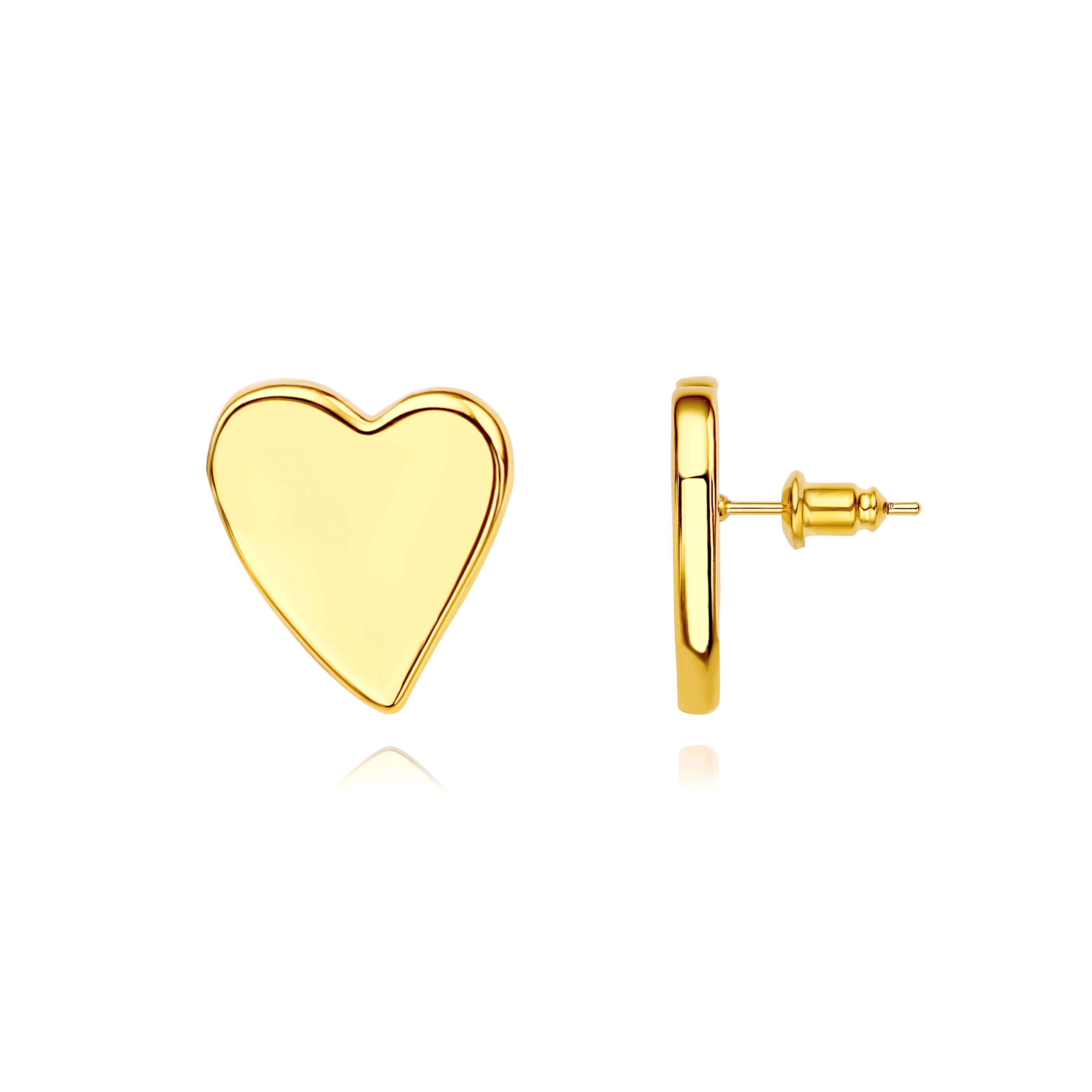 Rubans Voguish Gold-Plated Heart Shaped Stud Earrings