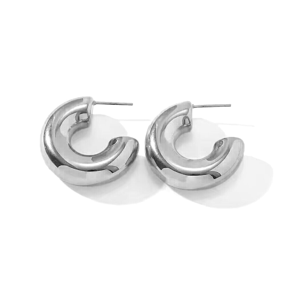 BLOGGERS HOOPS EARRINGS | Stainless Steel - White Rhodium Plated