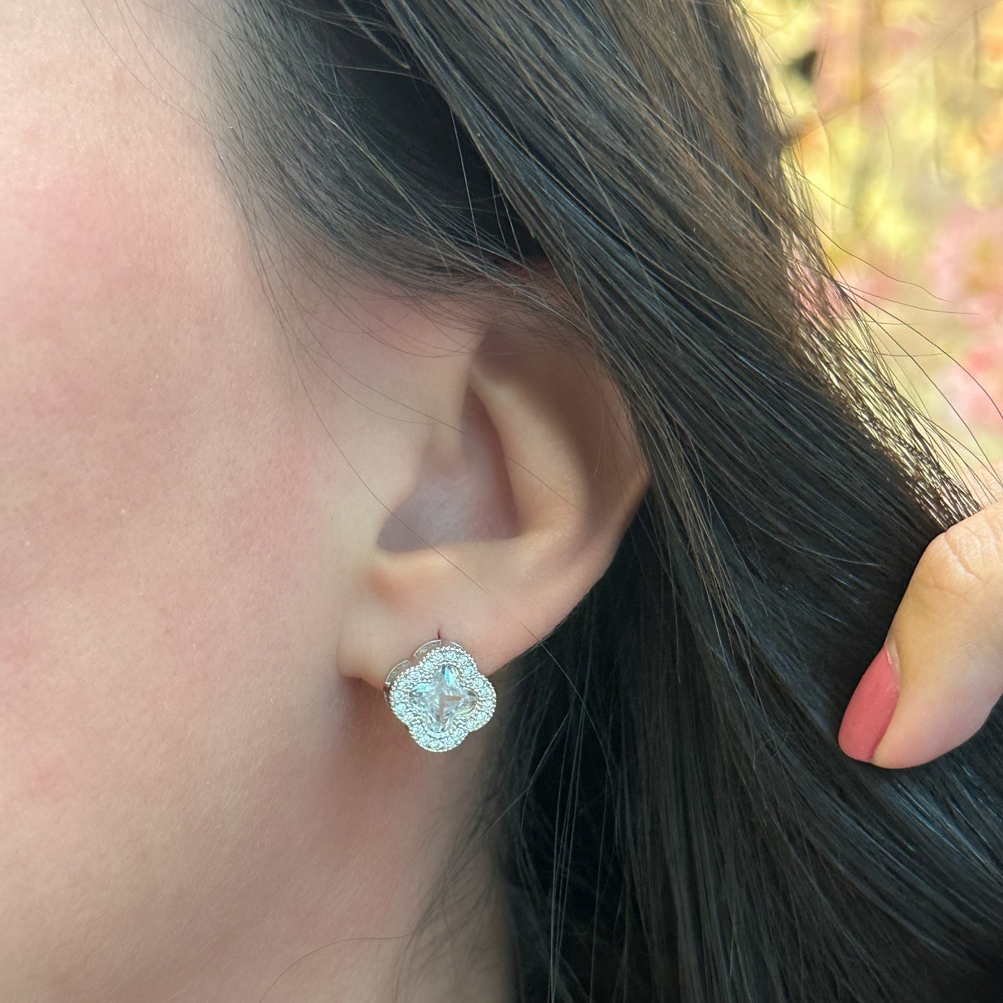 CLOVER EARRINGS | Double White Rhodium Plated