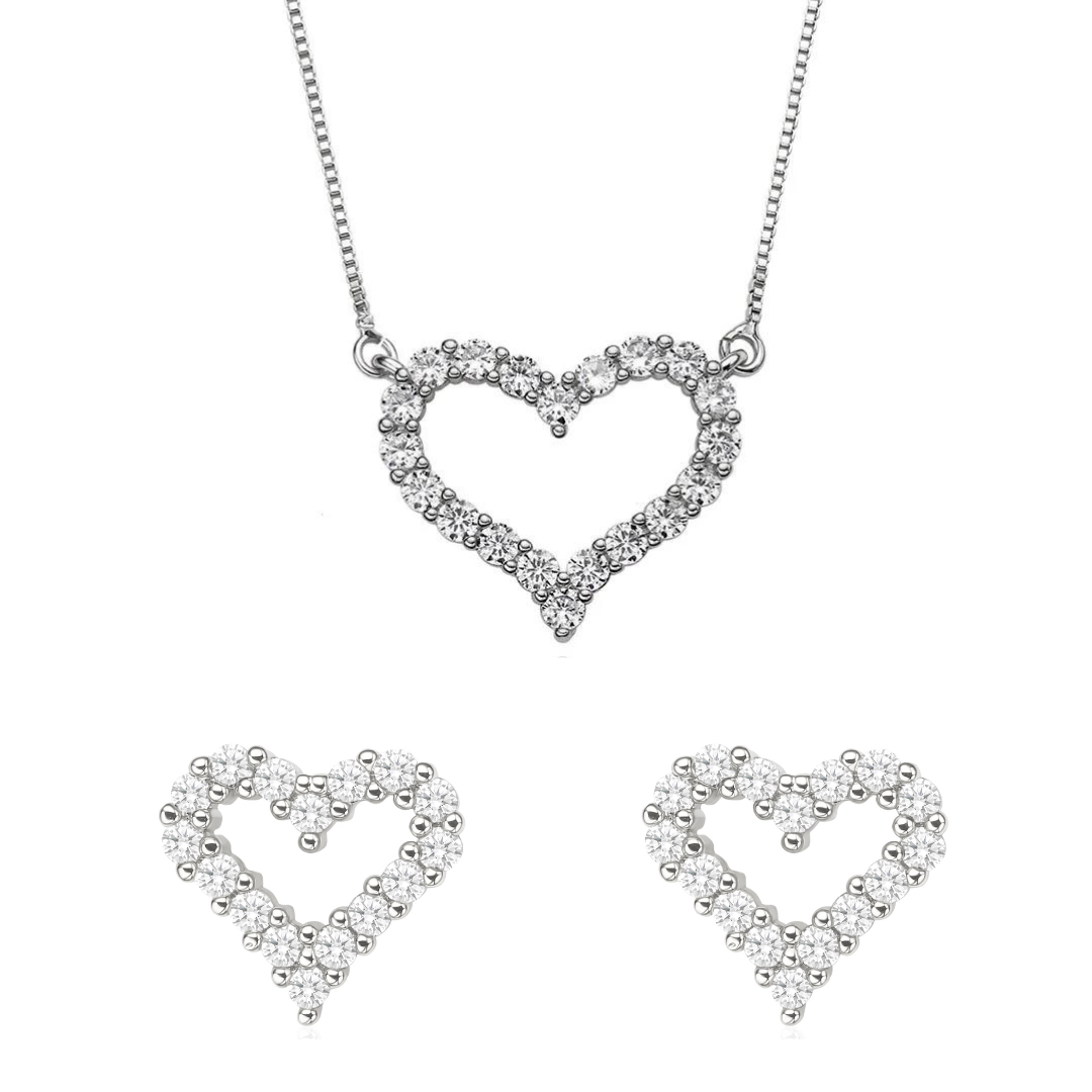 OPEN HEART TIMELESS SET | White Rhodium Plated