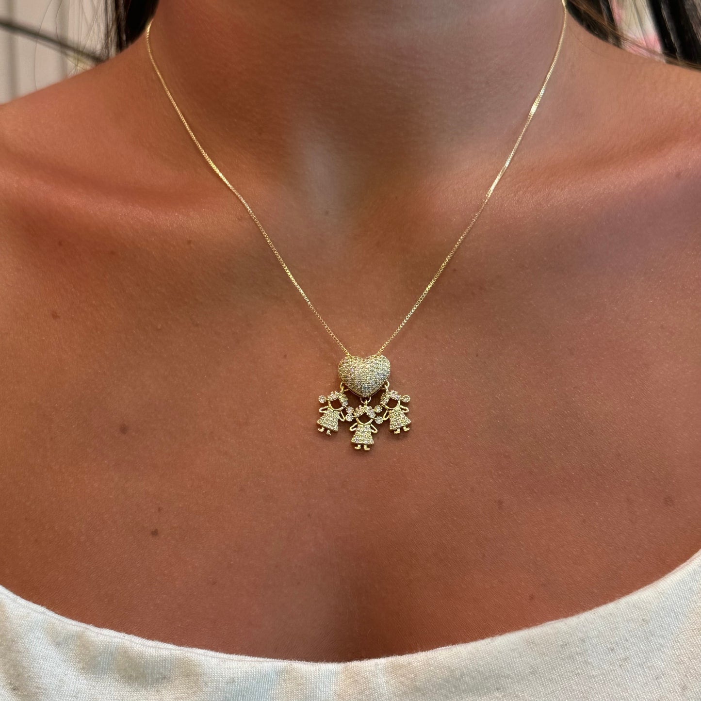 3 GIRLS PENDANT NECKLACE | Double 18K Gold Plated