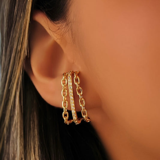 EAR HOOK CHAINS EARRINGS | 18K Gold Plated