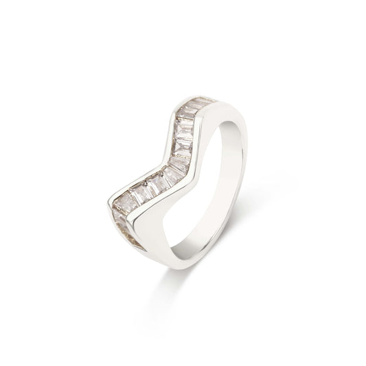 CRYSTAL UNIQUE RING | Fourfold 18K White Gold Plated