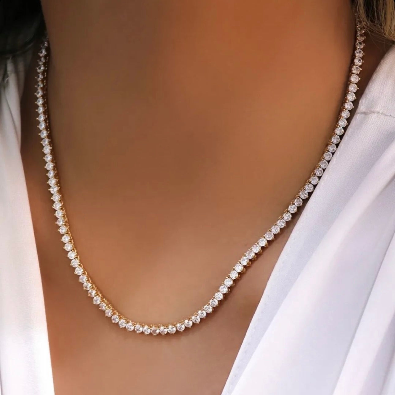 TENNIS CHAIN NECKLACE 16" AND 18" INCHES 3MM | 18K Gold Plated