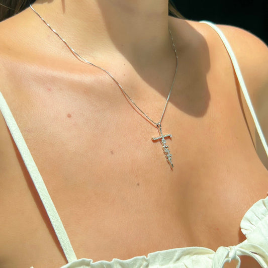 FAITH NECKLACE | Double White Rhodium Plated