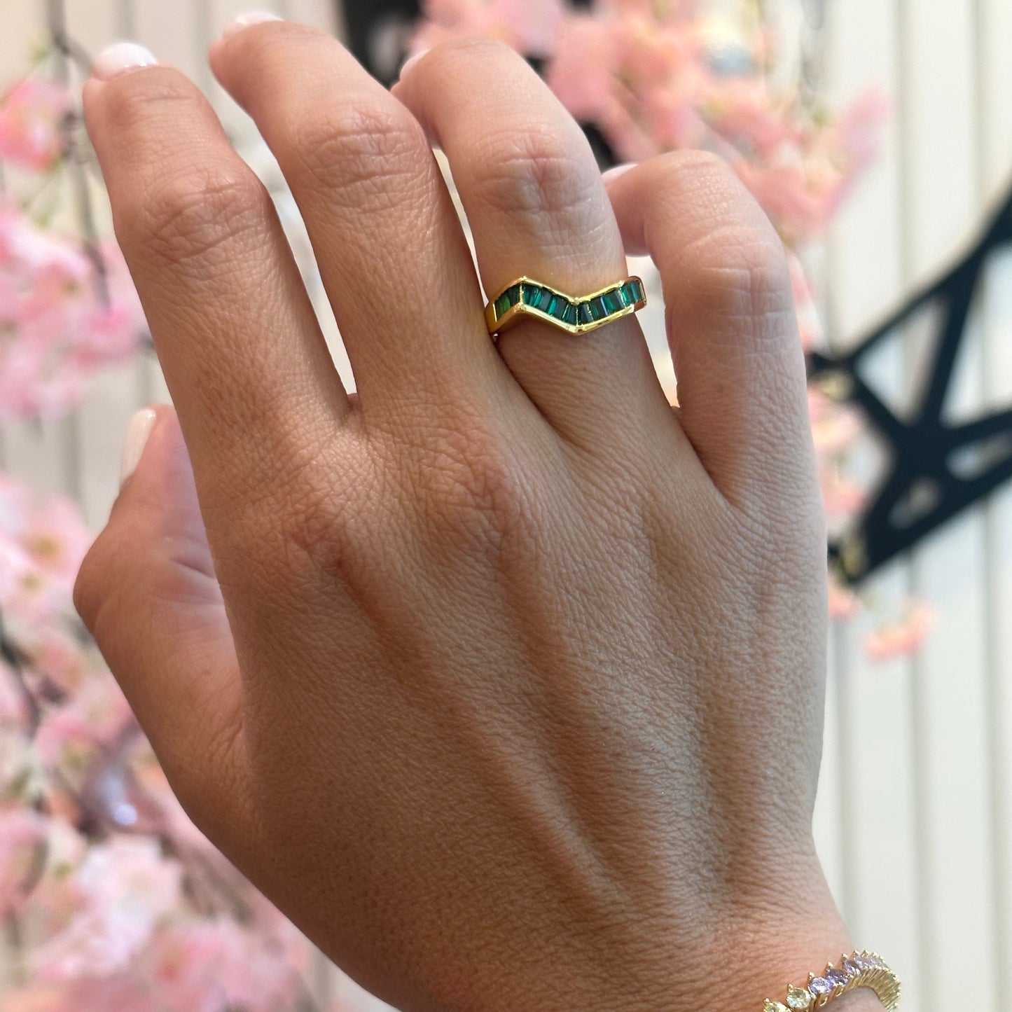 GREEN UNIQUE RING | Fourfold 18K Gold Plated