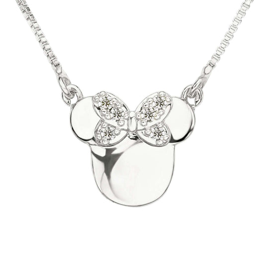 SMALL GIRL MOUSE NECKLACE | White Rhodium Plated