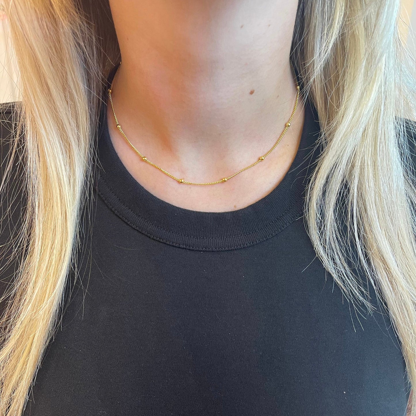 Little Balls Choker Necklace Chain 15"  Inches | 18k Gold Plated