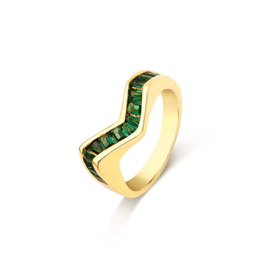 GREEN UNIQUE RING | Fourfold 18K Gold Plated