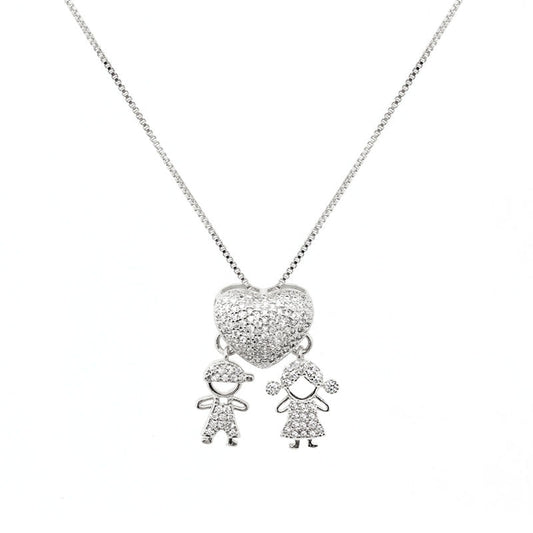 COUPLE NECKLACE | Double White Rhodium Plated