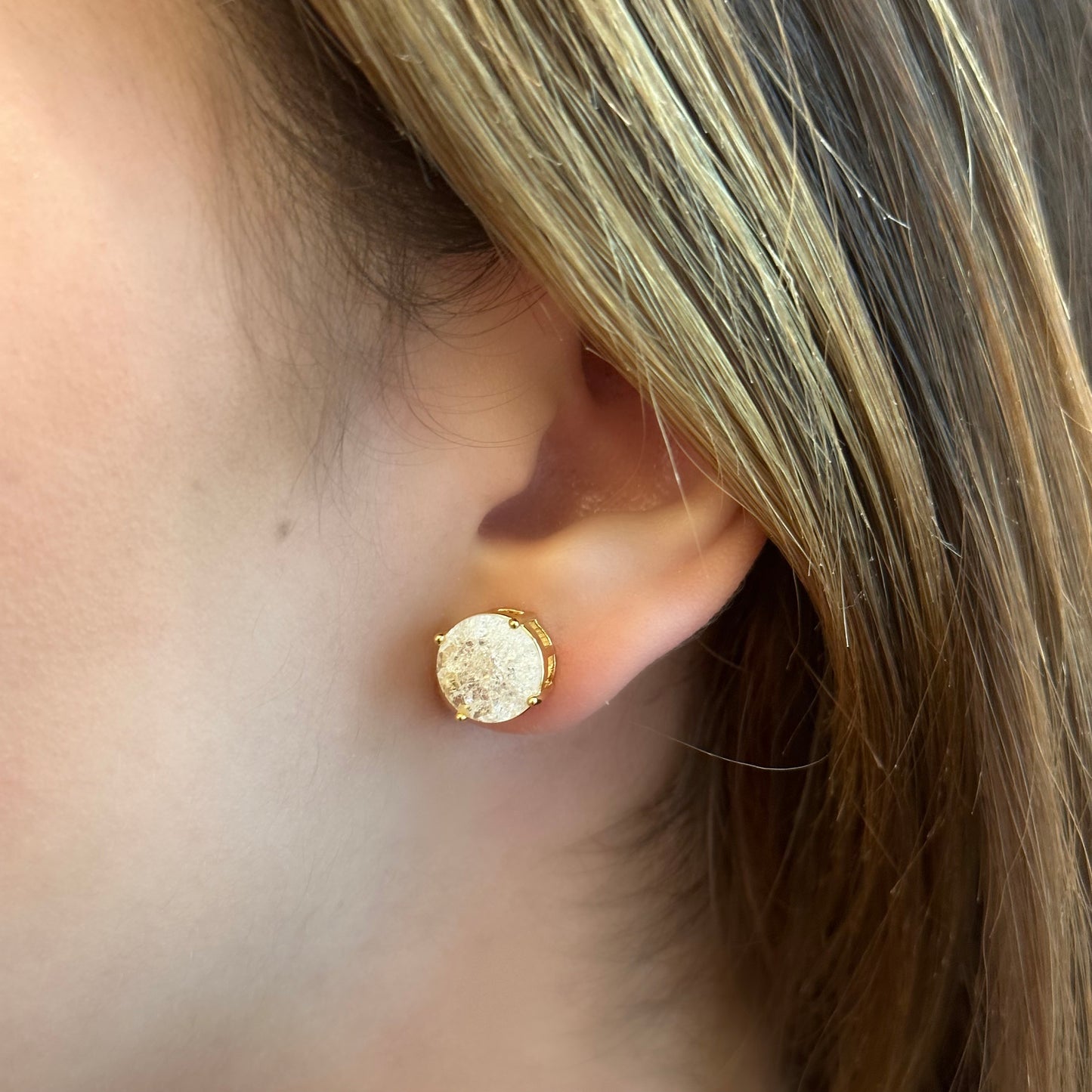 10MM CRACKED STUD EARRINGS | 18K Gold Plated