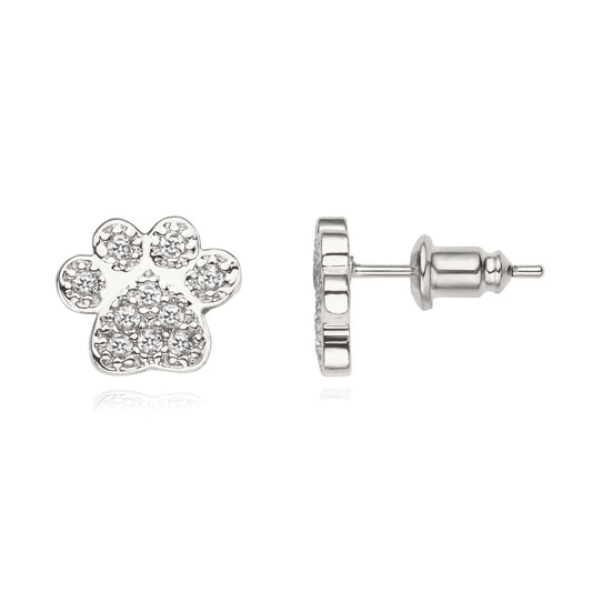 PAW EARRINGS | White Rhodium Plated