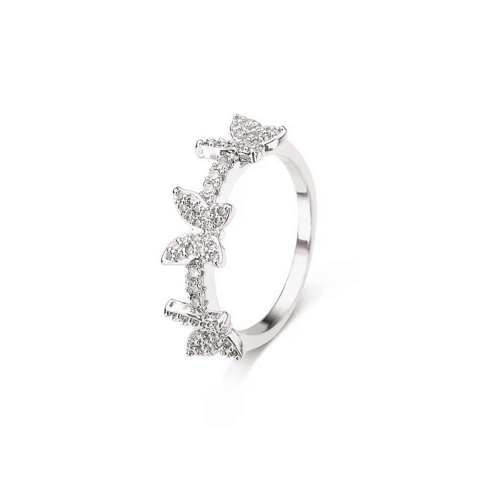 BUTTERFLY RING | White Gold Fourfold Plated