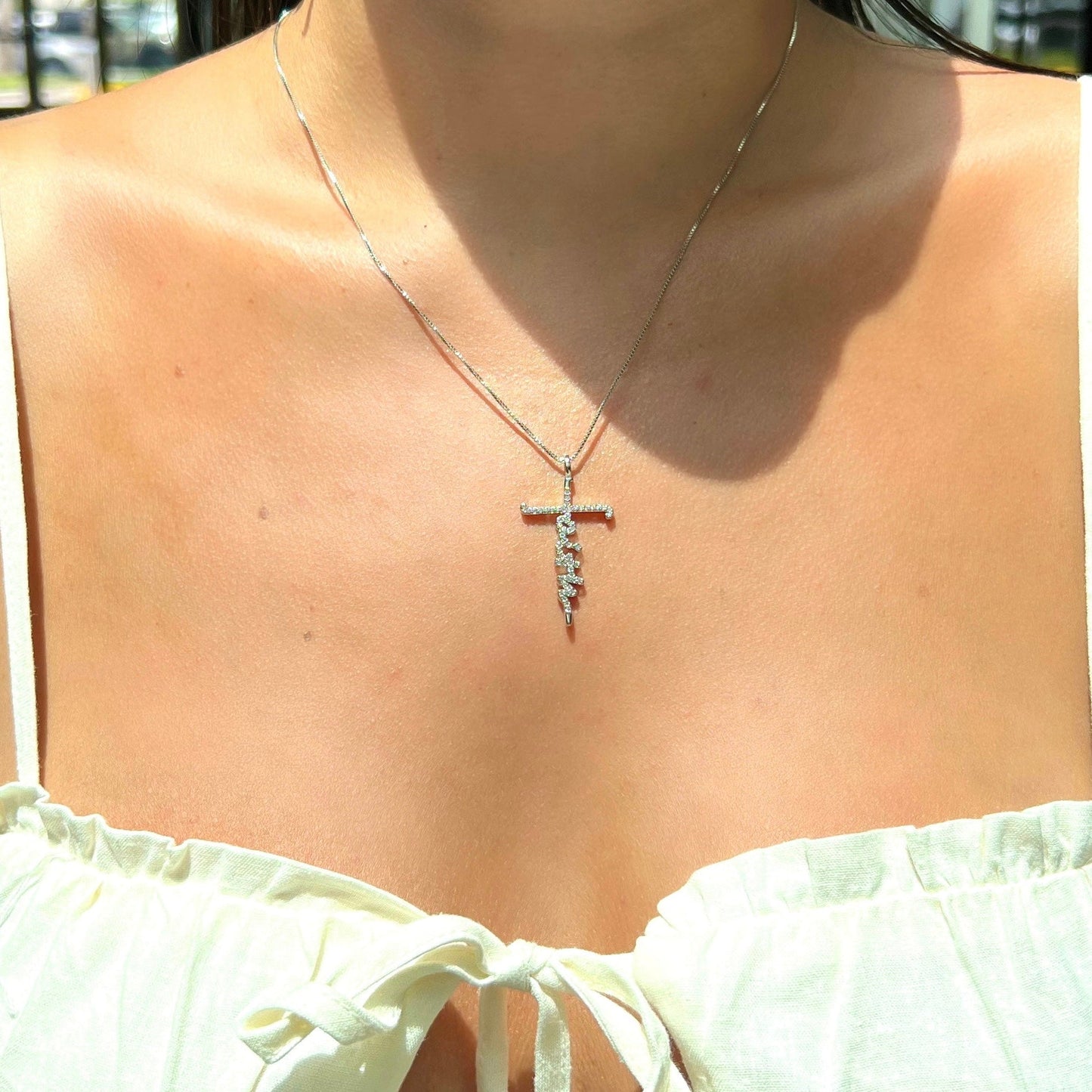 FAITH NECKLACE | Double White Rhodium Plated