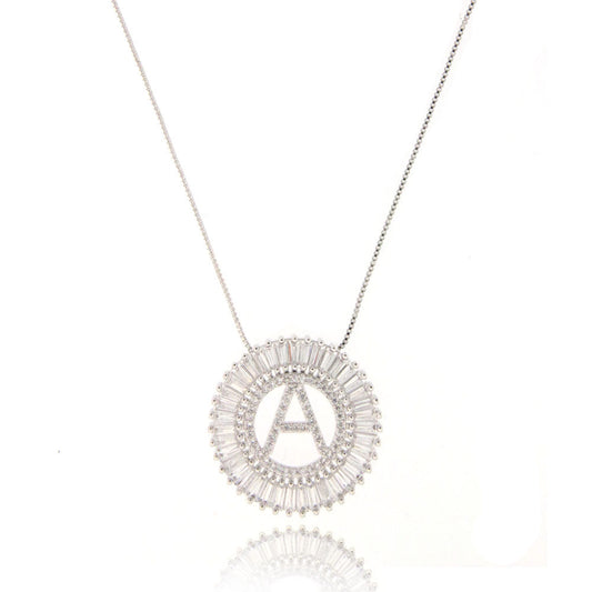 Mandala Letter Necklace A - Z | WHITE RHODIUM PLATED - Unique Brazilian Jewelry (4364776112203)