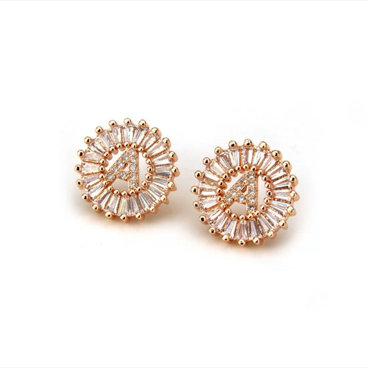 Mandala Letter Earrings A - Z | ROSE GOLD PLATED - Unique Brazilian Jewelry (4364771655755)