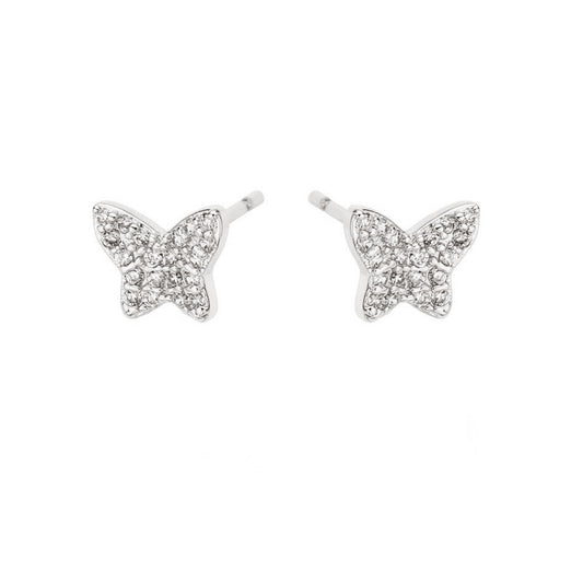 EXTRA SMALL BUTTERFLY EARRINGS | White Rhodium Plated